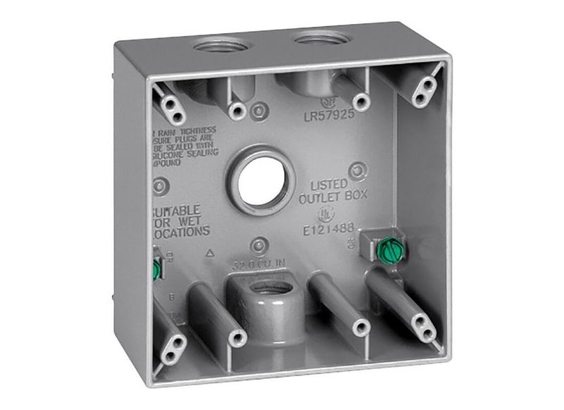 Sigma Electric, Gray Sigma Engineered Solutions, 14351 1/2-Inch 4 Hole 2-Gang Box, No Size - Image 1